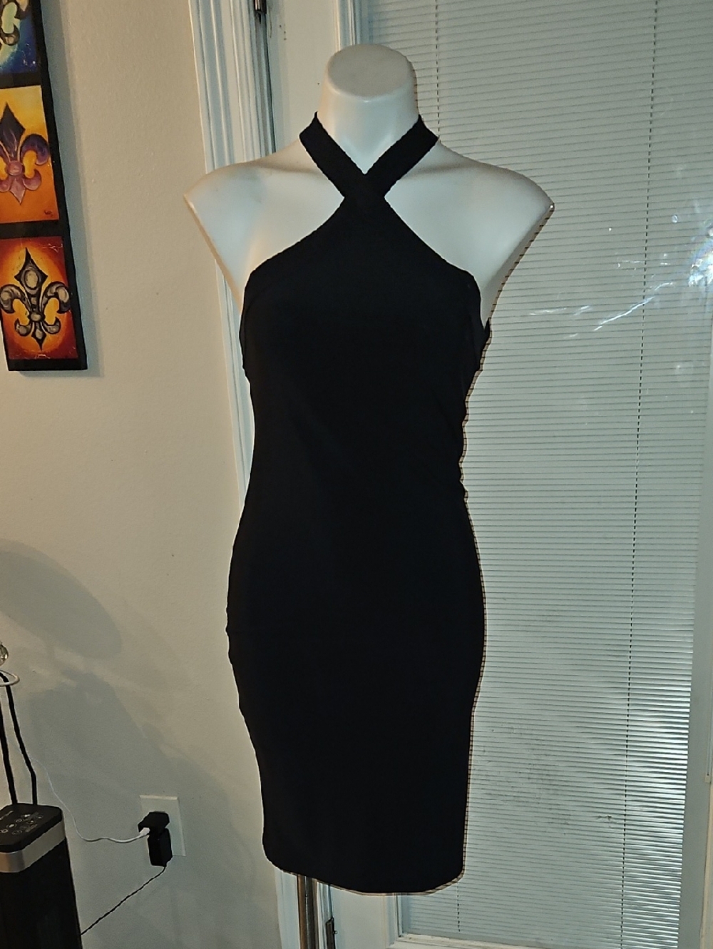 H&M Black Crisscross Halter Mini Dress
